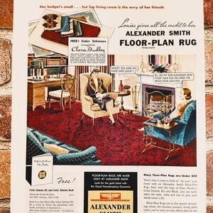 1940 Vintage Alexander Smith Floor-Plan Rug Print Ad Retro Home Decor‎ Advert